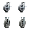 Service Caster 8 Inch Kingpinless Thermoplastic Rubber Wheel Caster Brakes 2 Rigid SCC, 2PK SCC-KP30S820-TPRRF-SLB-2-R-2